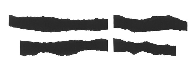 Rough ripped black paper banners with textured handmade edge
