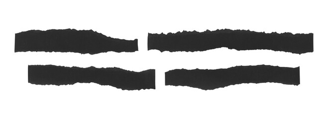 Grunge collage black paper tape elements with raw torn border
