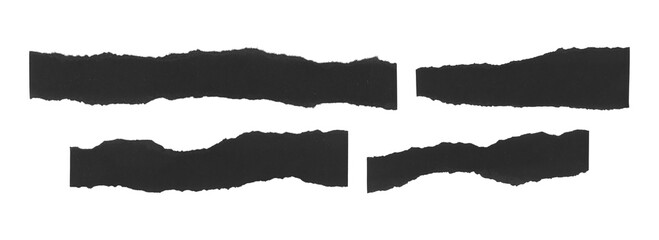 Grunge collage black paper tape elements with raw torn border
