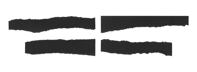 Grunge collage black paper tape elements with raw torn border
