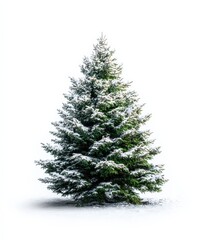 Snow-Kissed Evergreen: A Fresh Christmas Tree on White Background for Festive Holiday Designs