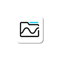 Minimalist black and blue line folder or file icon with wave line vector illustration, chip tuning logo.