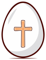 Obraz premium White Easter egg with Christian cross symbol illustration for religious holiday celebration