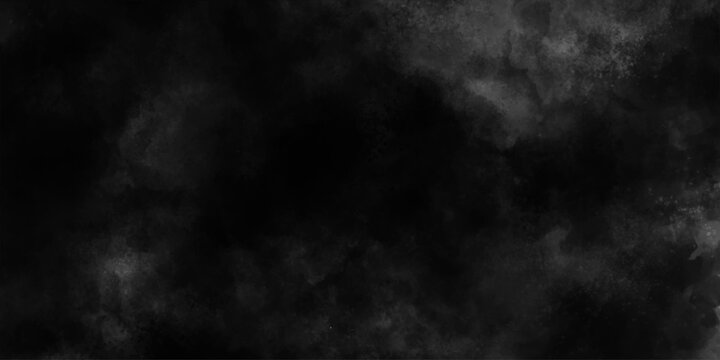 abstract black smoky cloudscape background, White powdery dust cloud against a dark background, dark black gray Old wall texture cement concrete, Realistic dry ice smoke clouds fog overlay perfect.