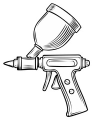 Industrial sandblasting gun equipment for abrasive cleaning and surface preparation illustration