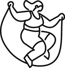 Elderly woman is jumping rope, promoting healthy habits and senior fitness