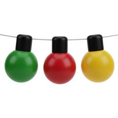 Naklejka premium 3d illustration of string of christmas lights isolated on white background for decoration
