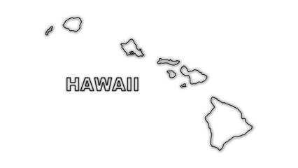 Black and White Hawaii Map Outline Minimalist Monochrome Illustration