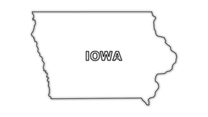 Black and White Iowa Map Outline Minimalist Monochrome Illustration
