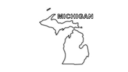Black and White Michigan Map Outline Minimalist Monochrome Illustration