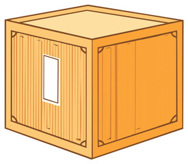 Vector Illustration of a Closed, Wooden Shipping Crate with Label and Rounded Corners