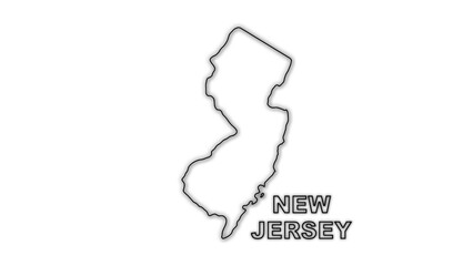 Black and White New Jersey Map Outline Minimalist Monochrome Illustration