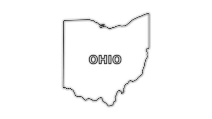 Black and White Ohio Map Outline Minimalist Monochrome Illustration