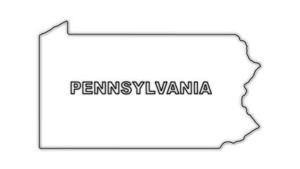 Black and White Pennsylvania Map Outline Minimalist Monochrome Illustration