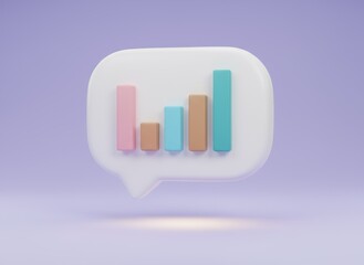 3D speech bubble with colorful bar graph, representing data