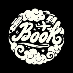 Book illustration with airplane and pencil