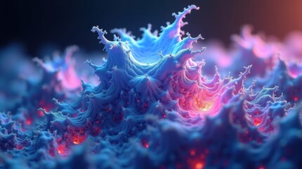 Abstract glowing nebula with vibrant blue and pink cosmic clouds