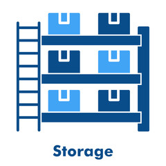 Storage Icon. Outline Color Icon Style for Warehouse Shelving and Inventory.