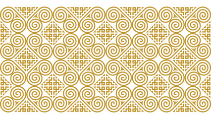 Golden yellow Hmong pattern for decorating clothes, printed fabrics, backgrounds, wallpapers.