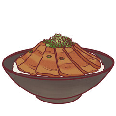 Butadon Pork Rice Bowl (Donburi) Side View