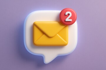 A yellow envelope icon with a notification badge, suggesting unread messages