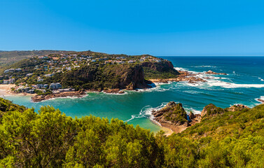 Fototapeta premium A view from West Head headland across the strait on the Knysna river, South Africa in Springtime