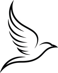 Obraz premium Elegant black line art of a bird with spread wings