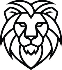 Geometric Lion Head Emblem Black Outline face animal