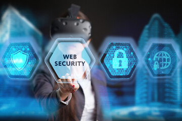 Web security. Cyber security, computer data encryption and internet protection.