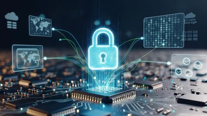 Cyber security concept with padlock, data protection and digital technology - Powered by Adobe