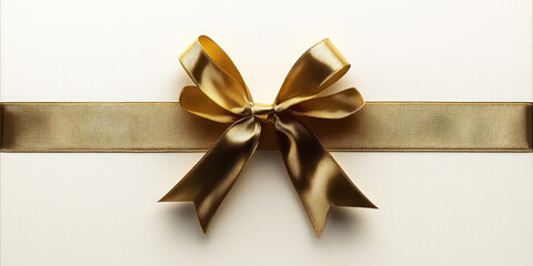 Golden ribbon elegantly wrapping gift certificate, creating festive presentation with blank space for personalized holiday messaging, positioned on minimalist background