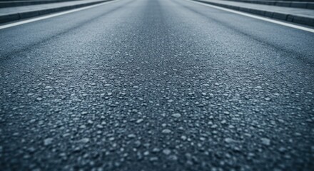 Asphalt road surface, converging lines, perspective view, detail
