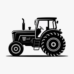 Obraz premium Classic black and white illustration of a farm tractor