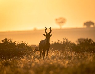 Naklejka premium African Antelope at Sunrise.