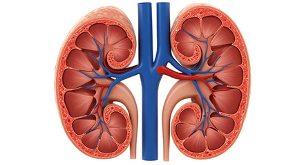 Human Kidney Anatomy Cross Section With Blood Vessels