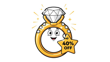 Sparkling Ring of Value: A radiant diamond ring, exuding charm and allure, showcases an enticing 40% discount, inviting customers to embrace the exquisite and luxurious.