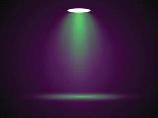 Spotlight illuminates a dark stage backdrop with soft light effects