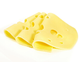 Food - Emmental Cheese Slices on white Background