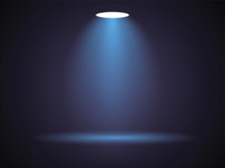 Studio spotlight illumination glowing in the dark room illustration background