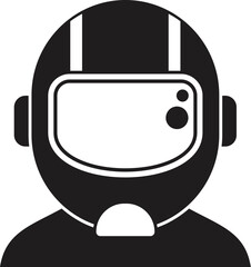 Black and white icon of an astronaut wearing a spacesuit and helmet, ready for space exploration