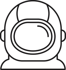 Astronaut helmet protecting head, line art icon symbolizing space exploration