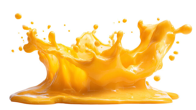 Vibrant orange liquid splash frozen in mid air against a black background