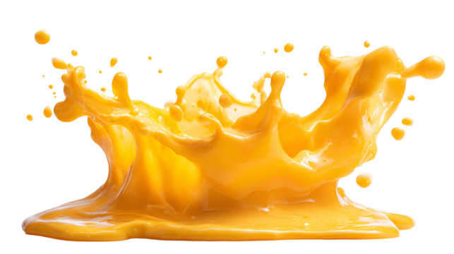 Vibrant orange liquid splash frozen in mid air against a black background