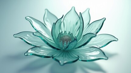 Elegant teal lotus blossom with shimmering center evokes peace and serenity for spa, wellness, and mindful living designs