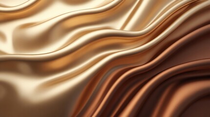 Luxurious soft fabric with fluid waves in gold and bronze tones for elegant design