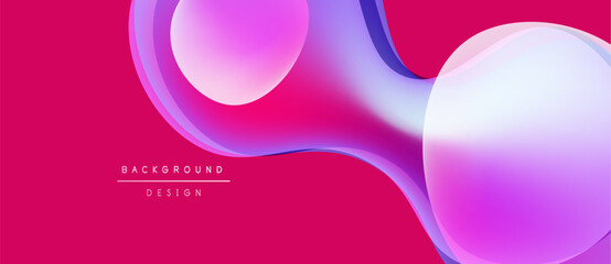 Abstract fluid shapes overlap vibrant pink backdrop. Modern design features smooth gradients, creating dynamic visual effect.