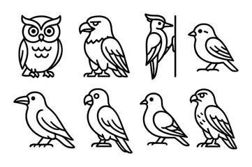 Fototapeta premium Stylized bird icons on dark background