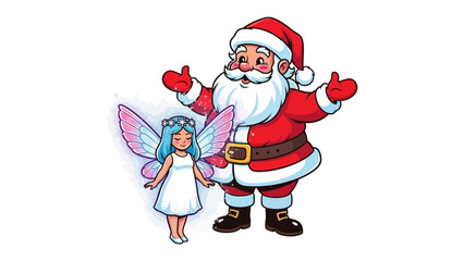Santa and the Fairy: Santa Claus stands beside a radiant fairy, their friendship embodying the magical essence of Christmas.