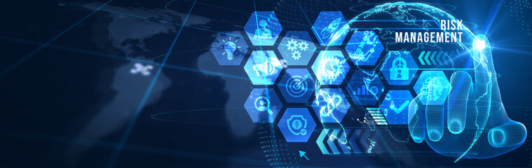 Risk Management and Assessment for Business Investment Concept. Business, Technology, Internet and network concept. 3d illustration
