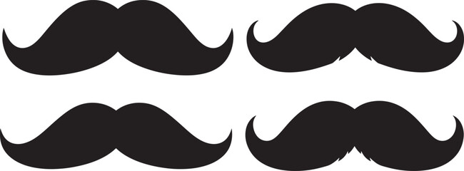 Four black mustache silhouettes